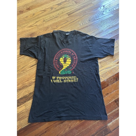 Vintage United Steelworkers Of America T-Shirt Sz XXL If Provoked I Will Strike - Picture 1 of 9